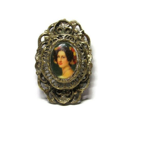 Gerry's Jewelry - VTG Gerry's Filigree Layered Cameo Brooch Pendant